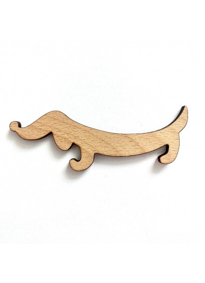 Dachshund beech wood brooch